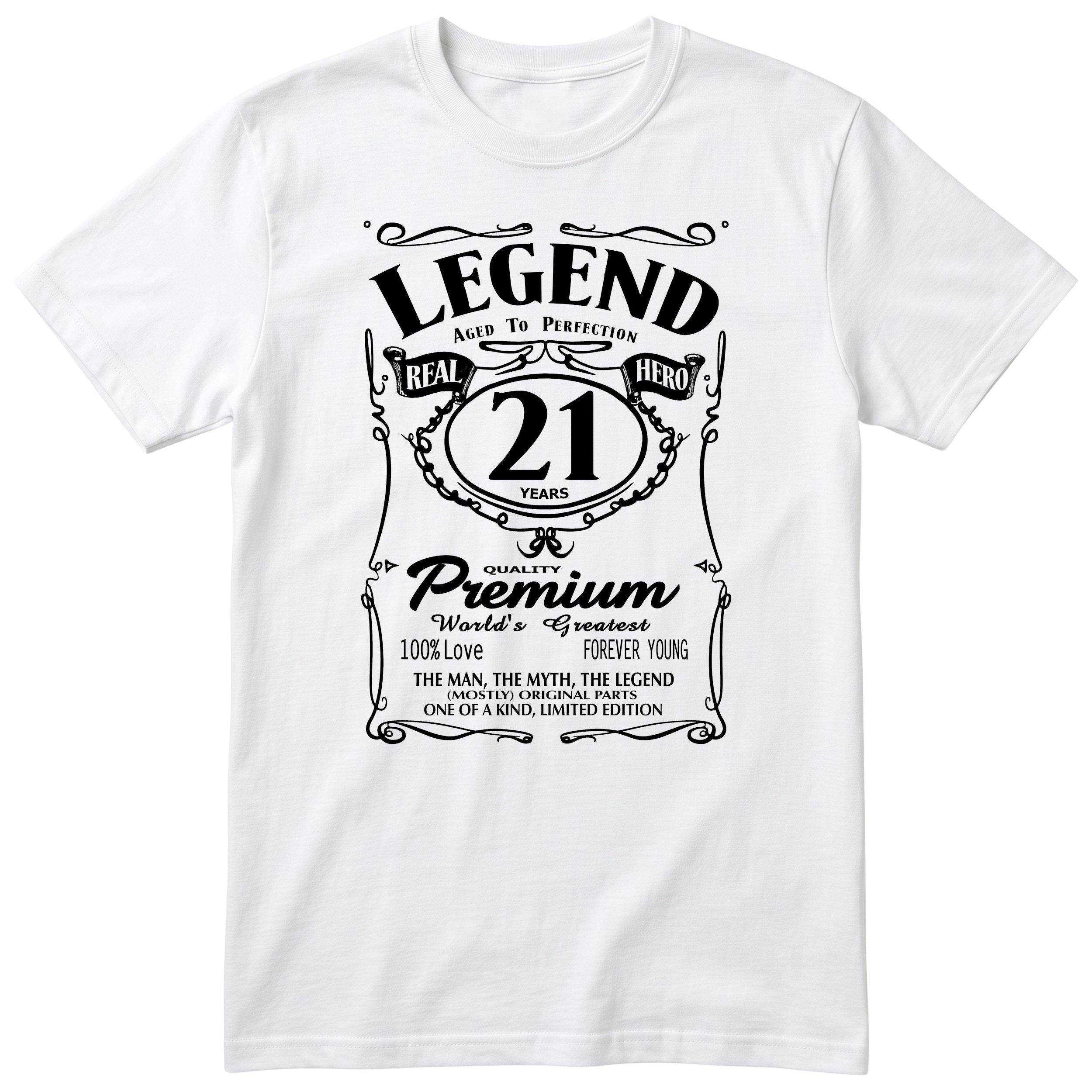 Legend 21st Birthday T-Shirt - Retro Label Gift for Son - White