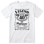 Legend 40th Birthday T-Shirt - Retro Label Gift for Him - White