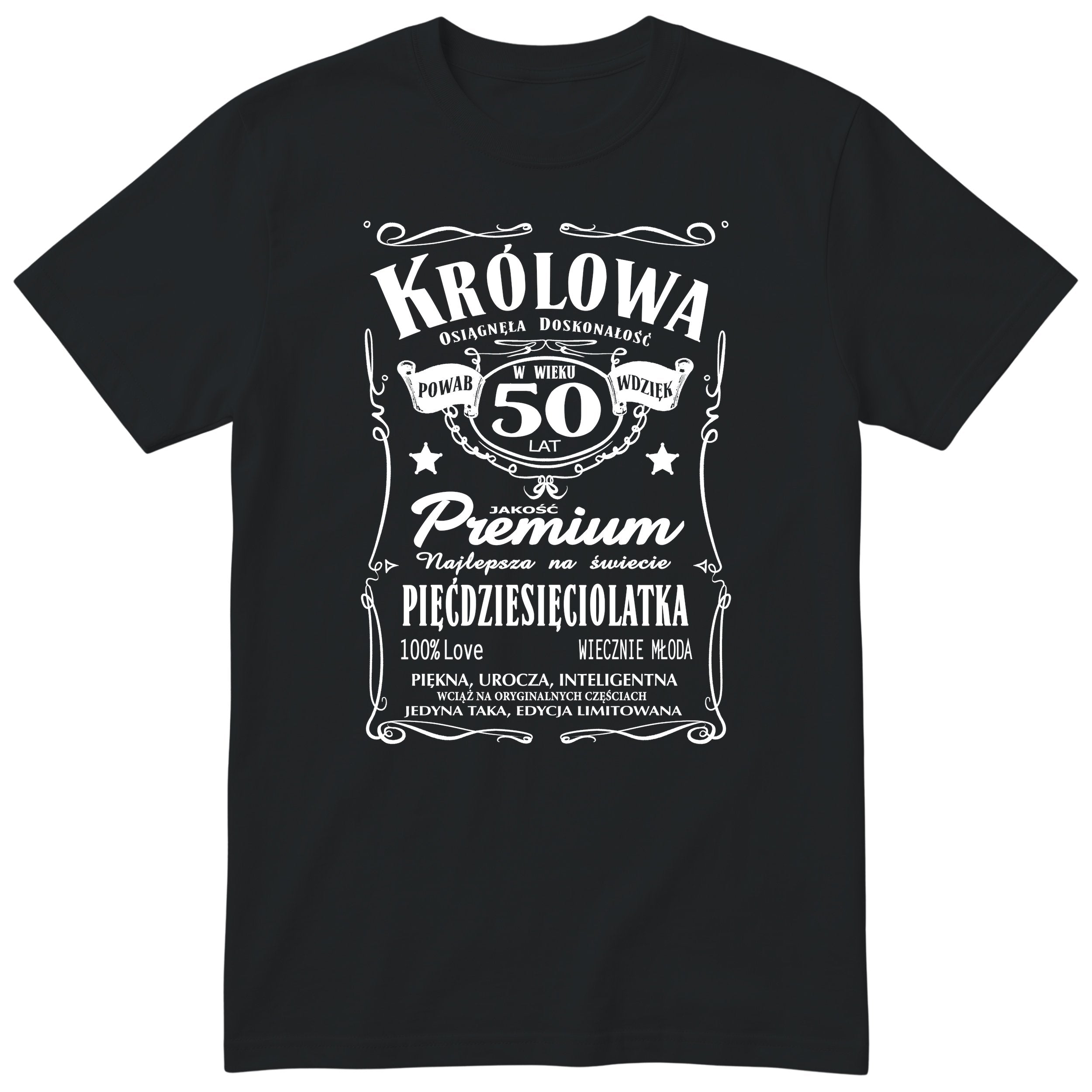 Koszulka Królowa 50 Lat czarna - Polish 50th Birthday T-Shirt Women