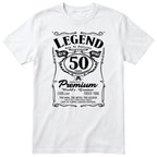 Legend 50th Birthday T-Shirt - Retro Label Gift for Him - White