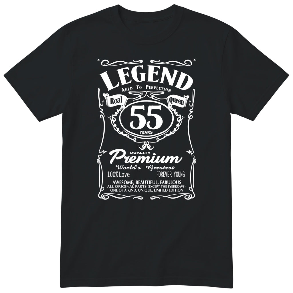 Legend Real Queen 55th birthday t-shirt for women on black Gildan 64000 vintage label