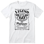 Legend 60th Birthday T-Shirt - Retro Label Gift for Dad - White