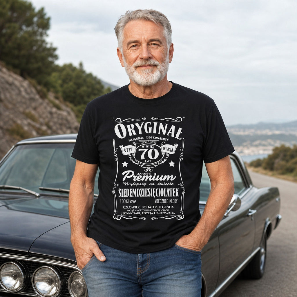 ORYGINAŁ 70 LATEK - Koszulka Męska na 70 Urodziny dla Dziadka