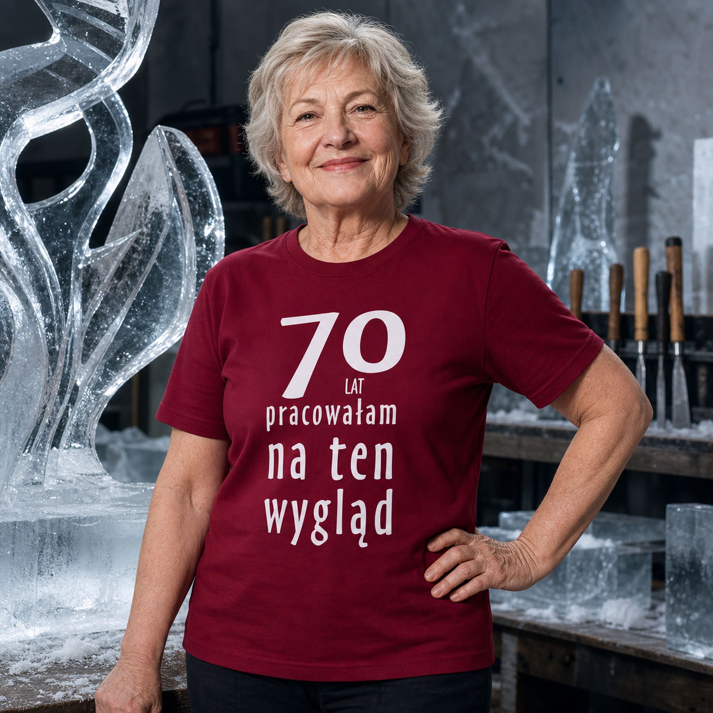 70 LAT PRACOWAŁAM NA TEN WYGLĄD - Koszulka na 70 Urodziny dla Niej