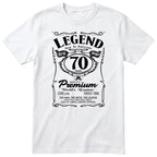 Legend 70th Birthday T-Shirt - Retro Label Gift for Grandad - White