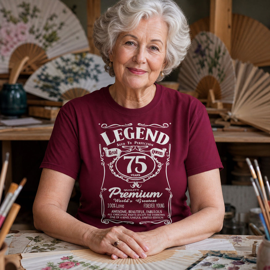 Koszulka na 75 Urodziny dla Niej - Legend Real Queen