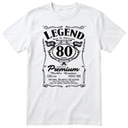 Legend 80th Birthday T-Shirt - Retro Label Gift for Grandad - White