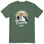 Olive Camping Awaits t-shirt - camping gift, unisex, English print