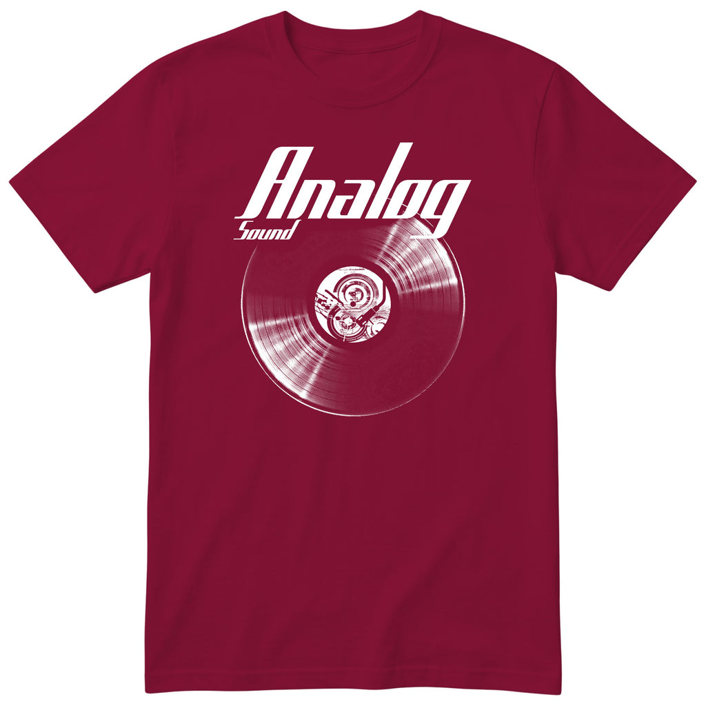 Burgundy Analog Sound Vinyl Records t-shirt - vinyl record print, gift for audiophiles and vinyl lovers, GitGraf