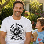 Best Dad Ever lion t-shirt in white - son gives dad a present and a card, Father's Day gift
