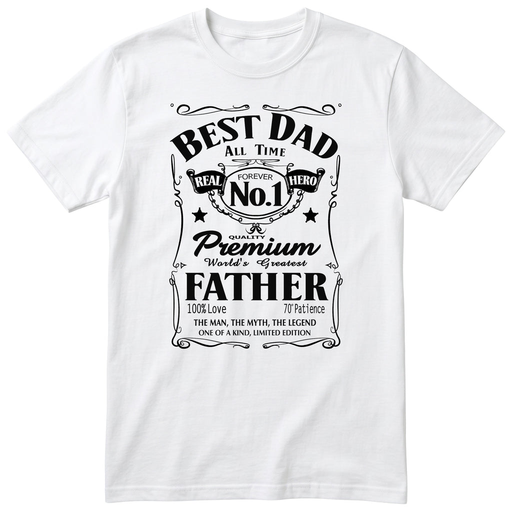 Best Dad Real Hero Whisky T-Shirt - White