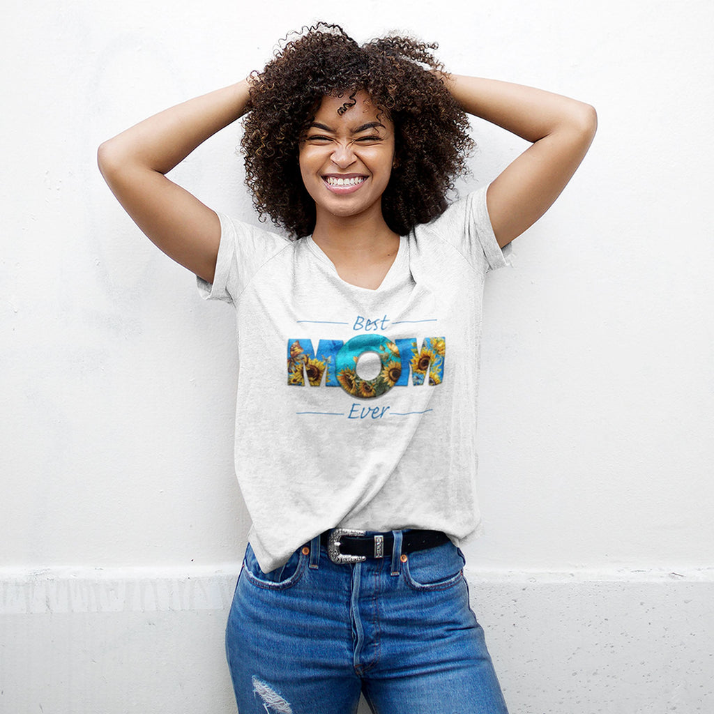 Best Mom Ever Sunflower Blue - Mother's Day T-Shirt for Her - lifestyle photo 2 of 4