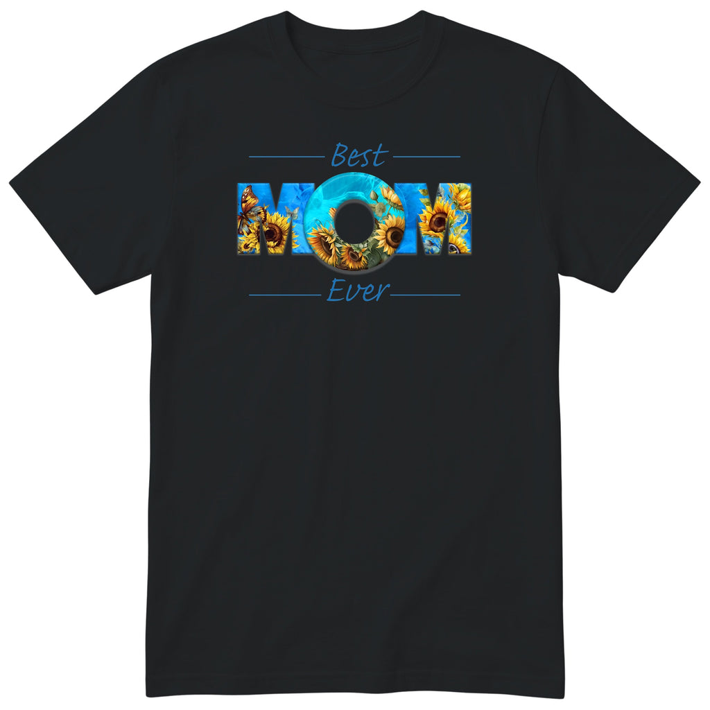 Best Mom Ever Blue Sunflower - Black