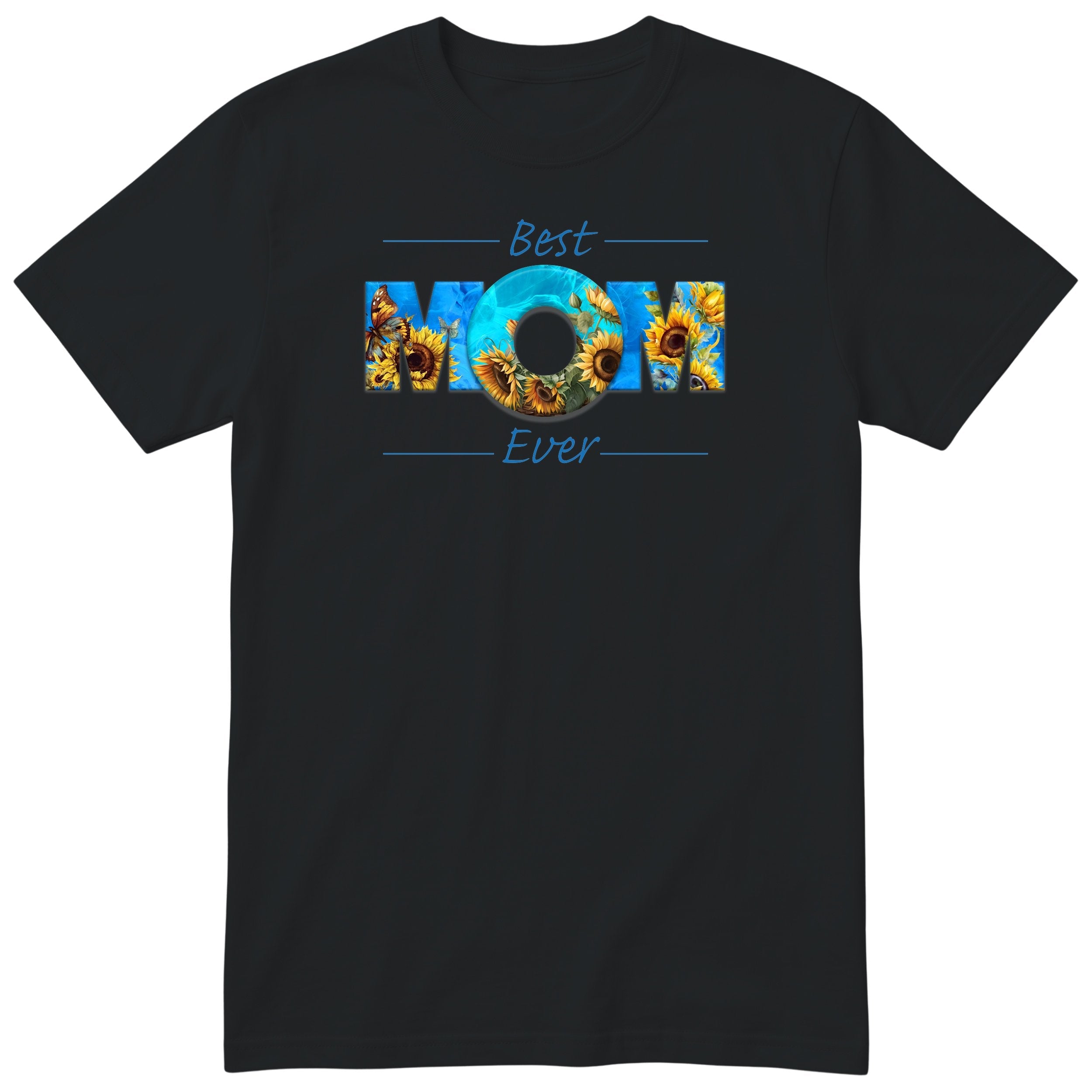 Best Mom Ever Blue Sunflower - Black