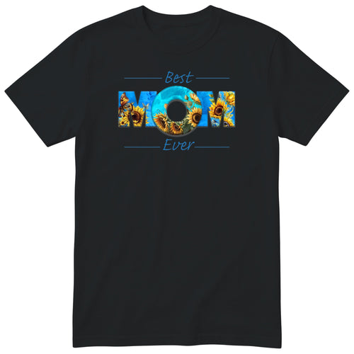 Best Mom Ever Blue Sunflower - Black