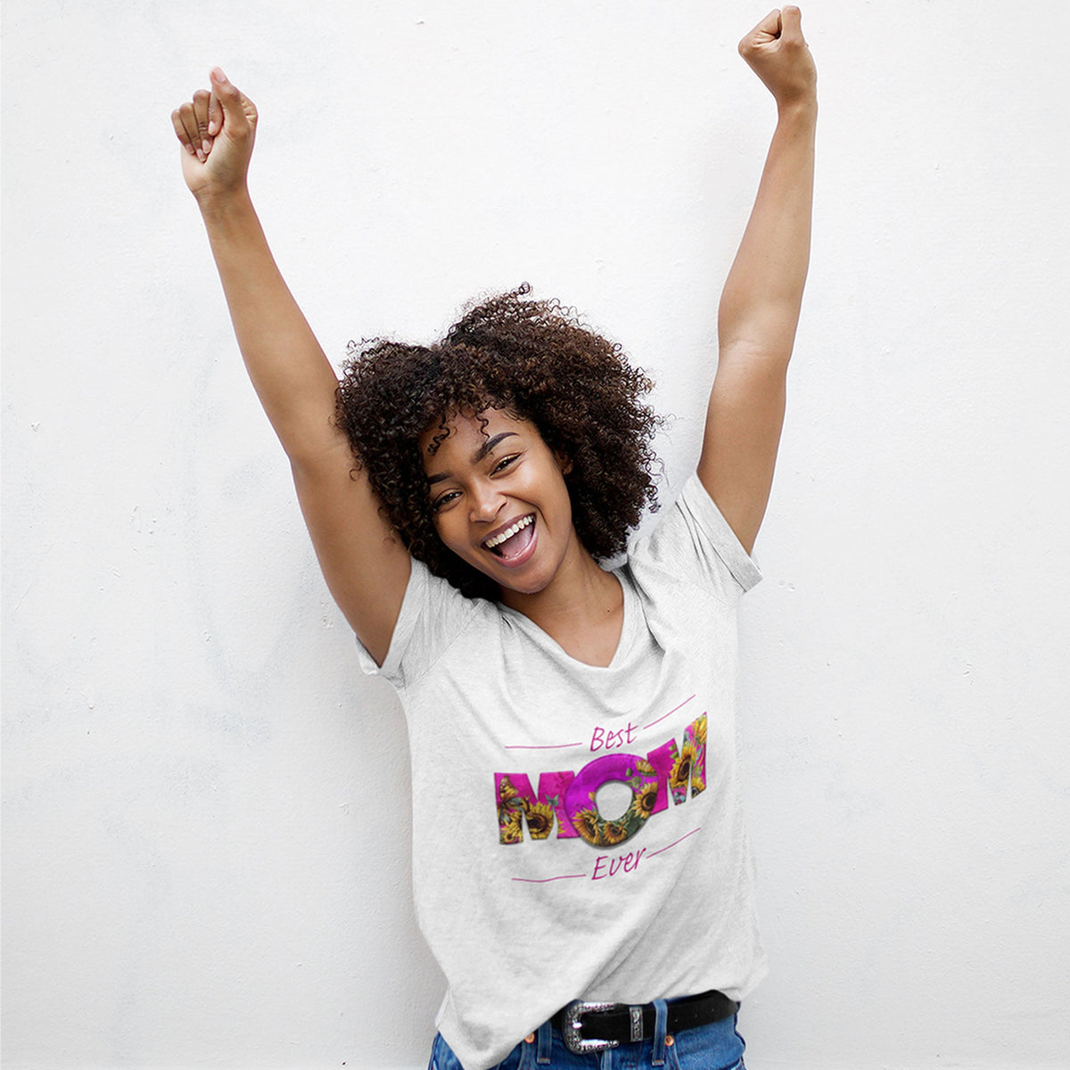 Best Mom Ever Sunflower Pink - Mother's Day T-Shirt for Her - lifestyle photo 2 of 4