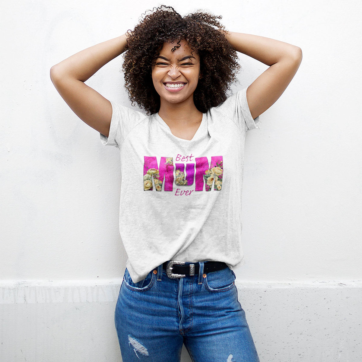 Best Mum Ever Roses Pink - Mother's Day T-Shirt for Her - lifestyle photo 2 of 4
