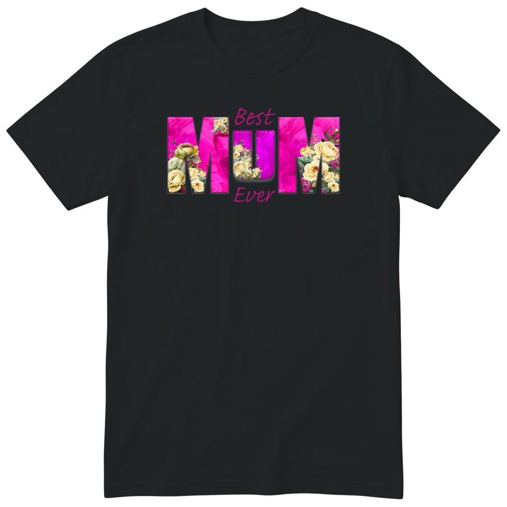 Best Mum Ever Pink Floral - Black