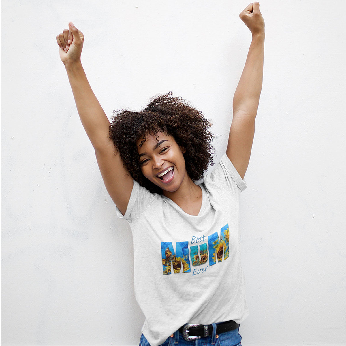 Best Mum Ever Sunflower Blue - Mother's Day T-Shirt for Her - lifestyle photo 2 of 4