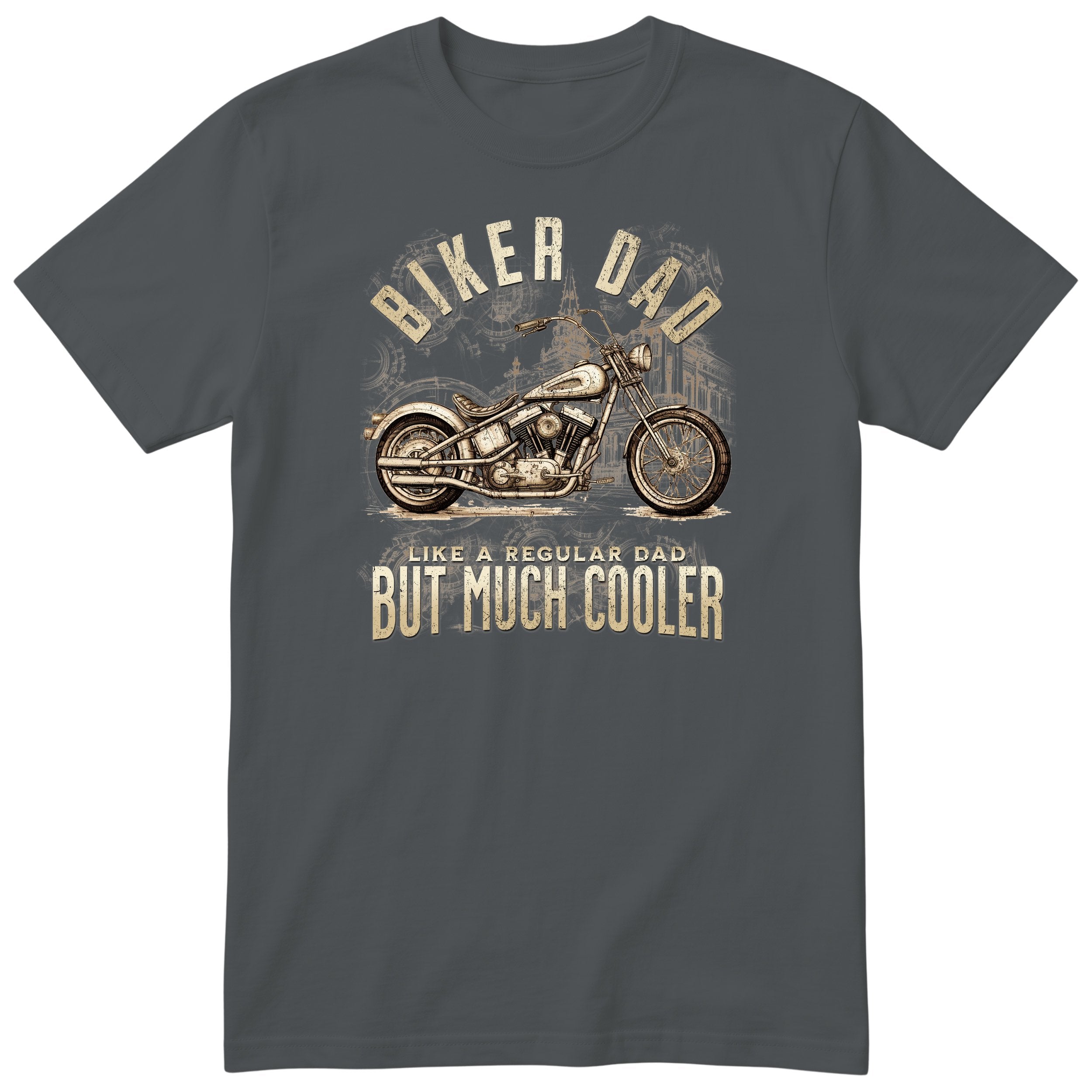 Biker Dad Chopper Motorcycle T-Shirt - Charcoal