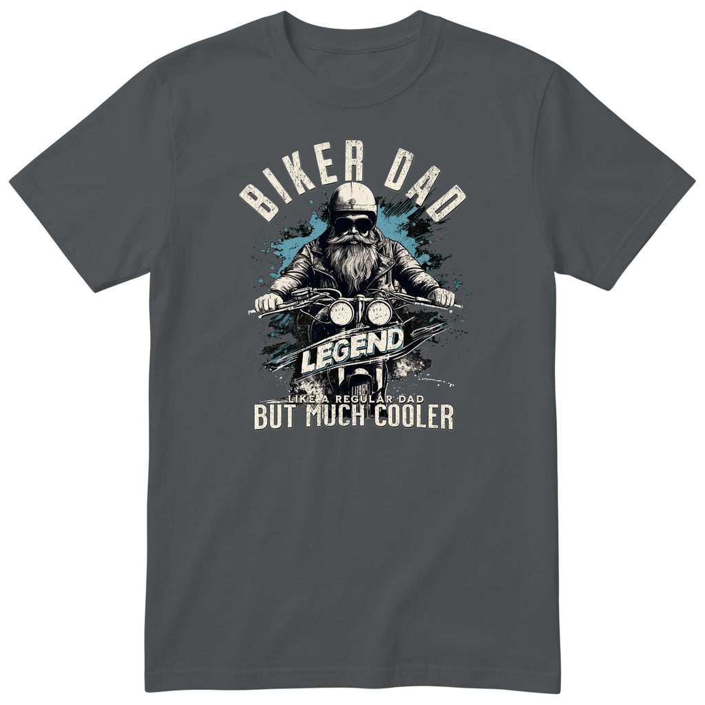 Biker Dad Legend Blue Motorcycle T-Shirt - Charcoal