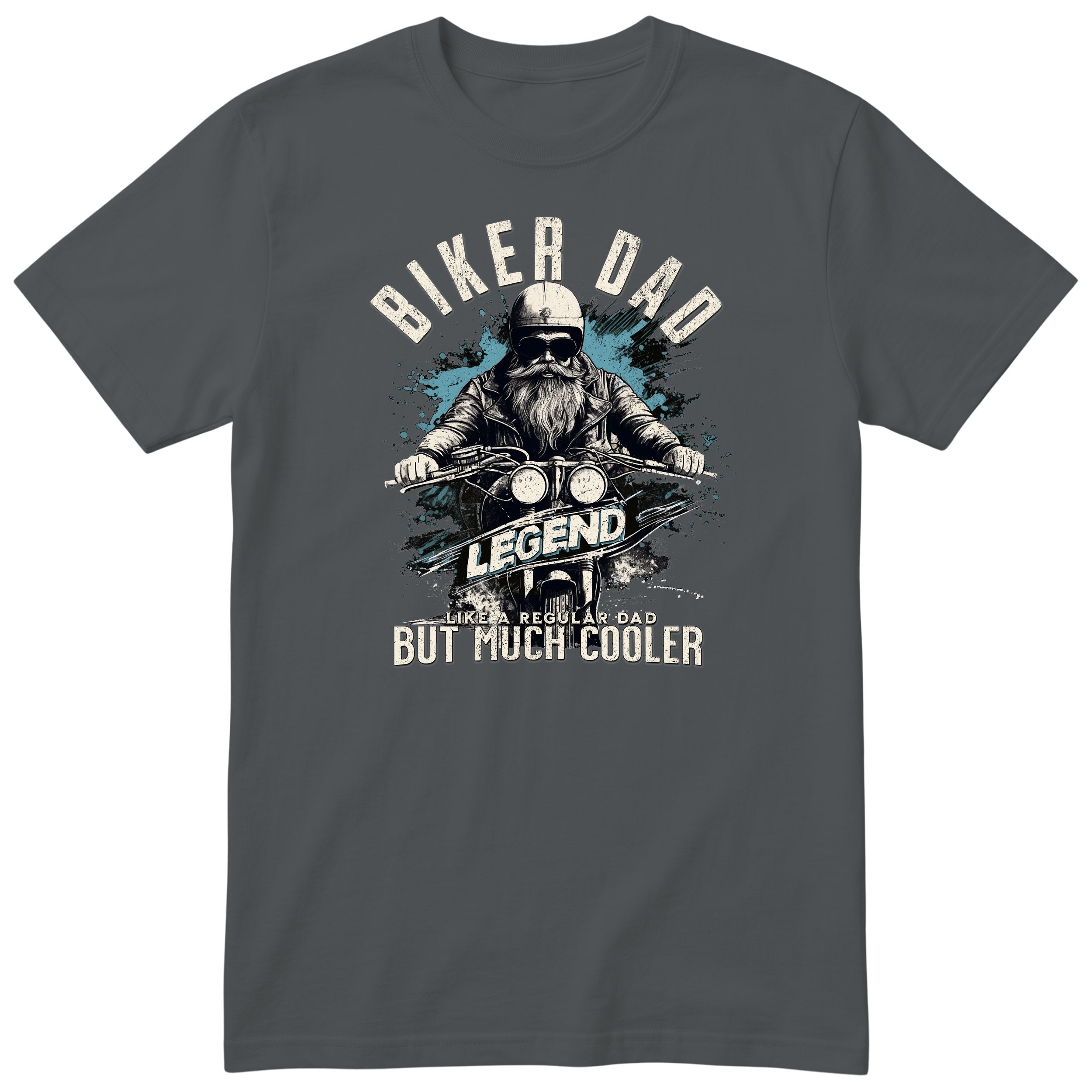 Biker Dad Legend Blue Motorcycle T-Shirt - Charcoal
