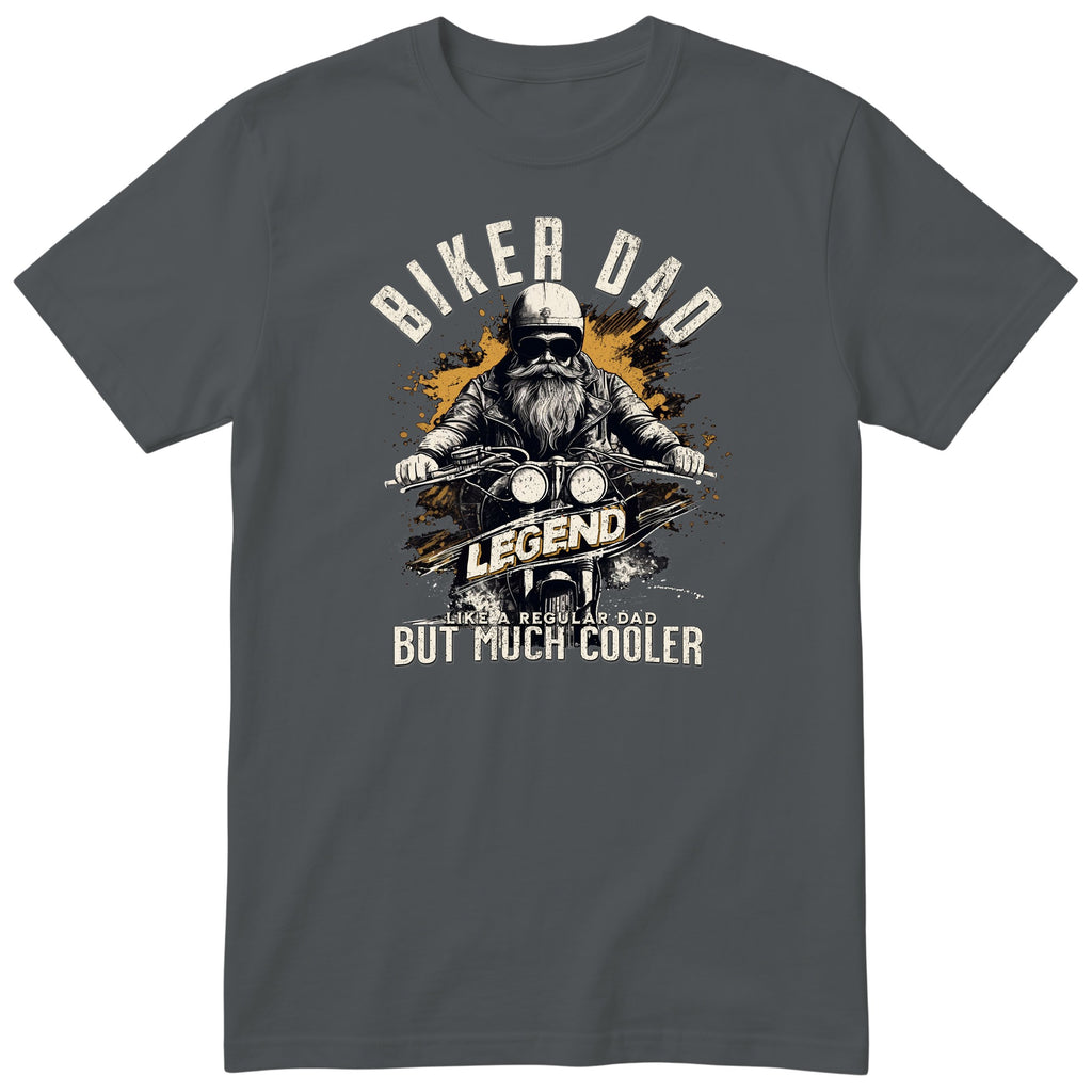 Biker Dad Legend Orange Motorcycle T-Shirt - Charcoal
