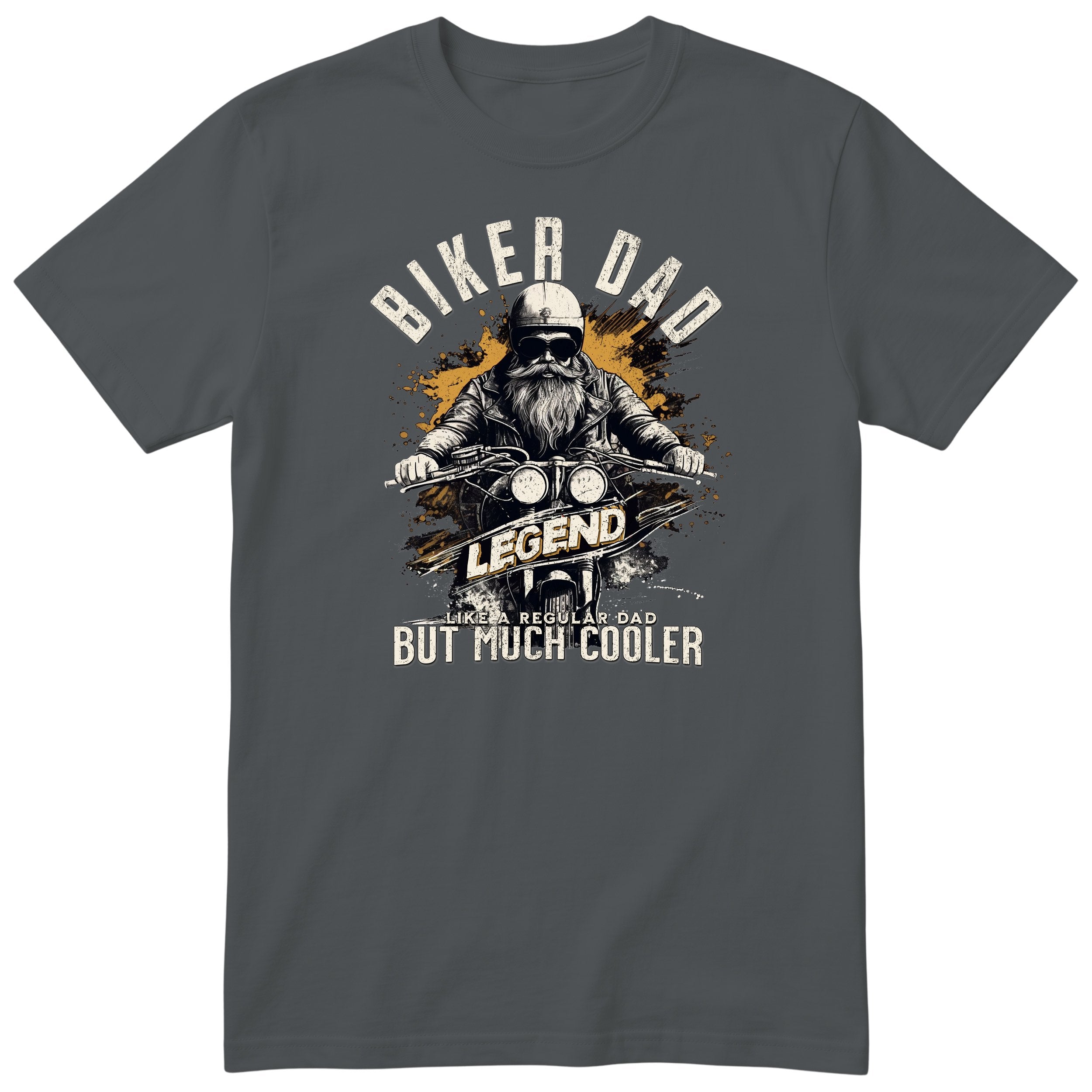 Biker Dad Legend Orange Motorcycle T-Shirt - Charcoal
