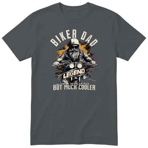 Biker Dad Legend Orange Motorcycle T-Shirt - Charcoal