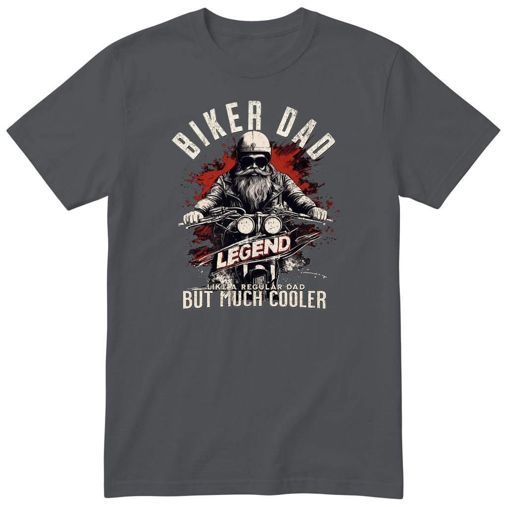 Biker Dad Legend Red Motorcycle T-Shirt - Charcoal