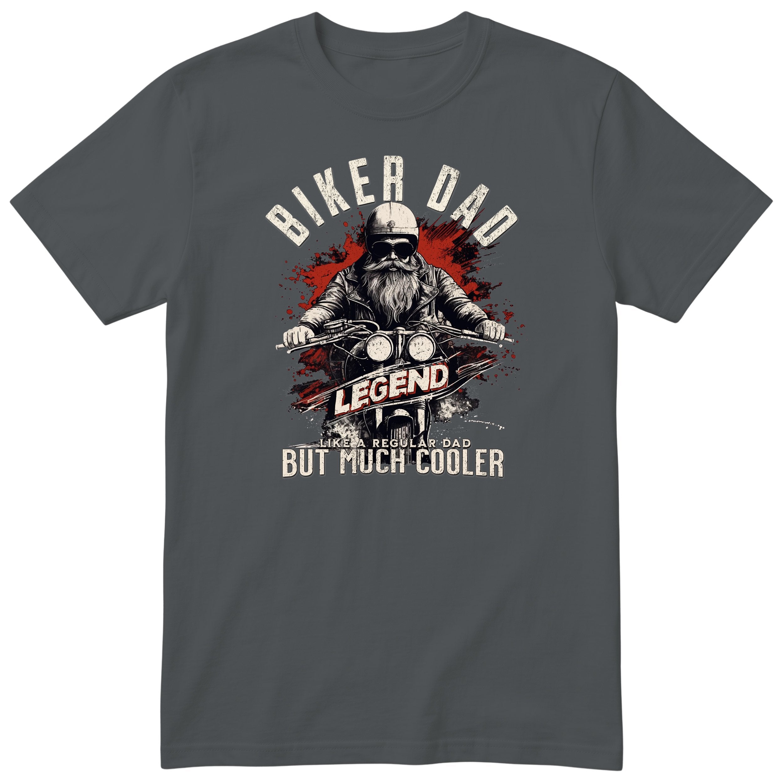 Biker Dad Legend Red Motorcycle T-Shirt - Charcoal