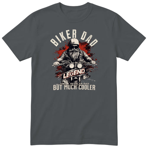 Biker Dad Legend Red Motorcycle T-Shirt - Charcoal