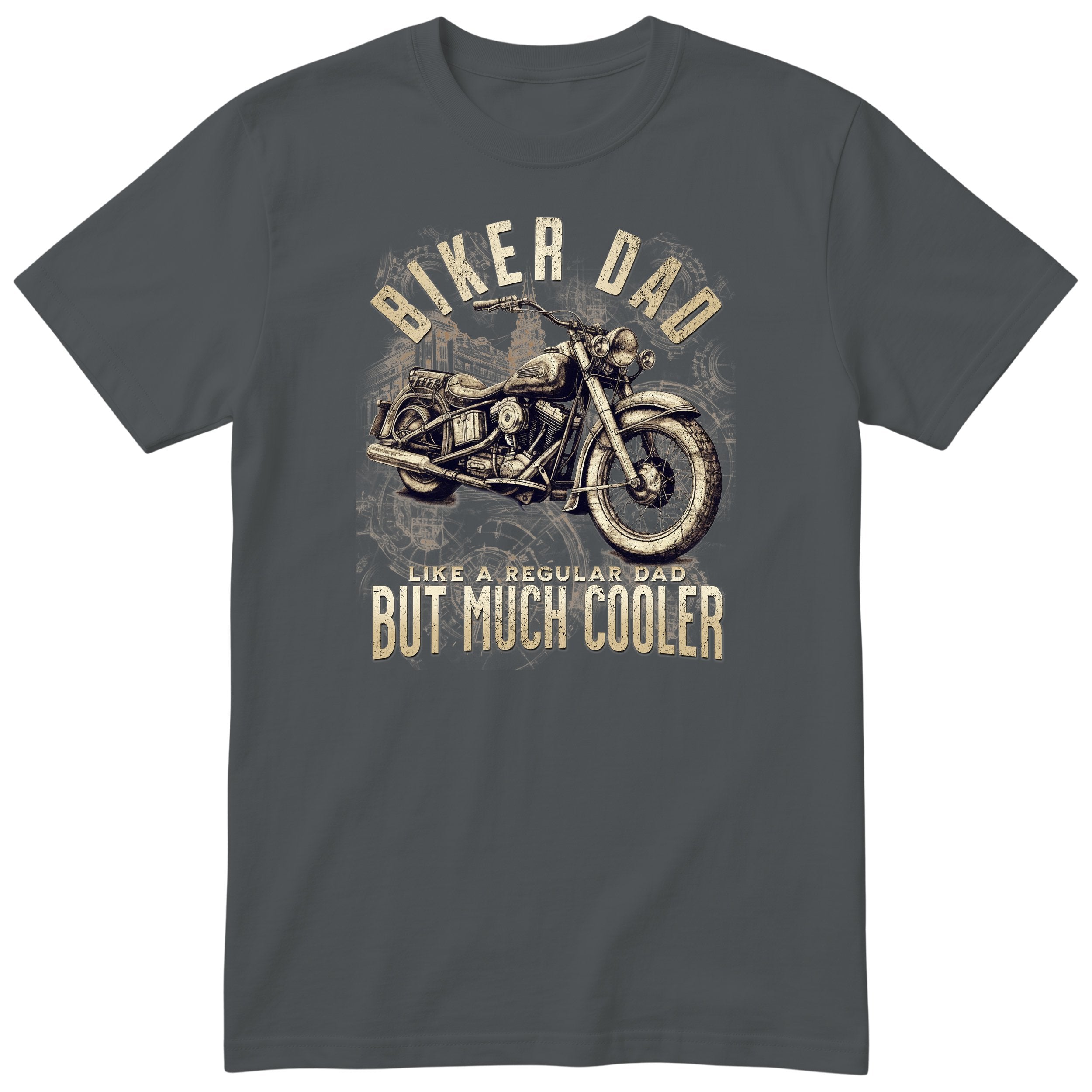 Biker Dad Vintage Motorcycle T-Shirt - Charcoal