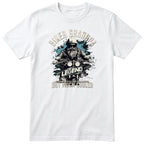 White Biker Grandpa Legend T-Shirt t-shirt - bearded biker in a helmet and sunglasses on a motorcycle, the word LEGEND and a blue paint splash, gift for grandpa