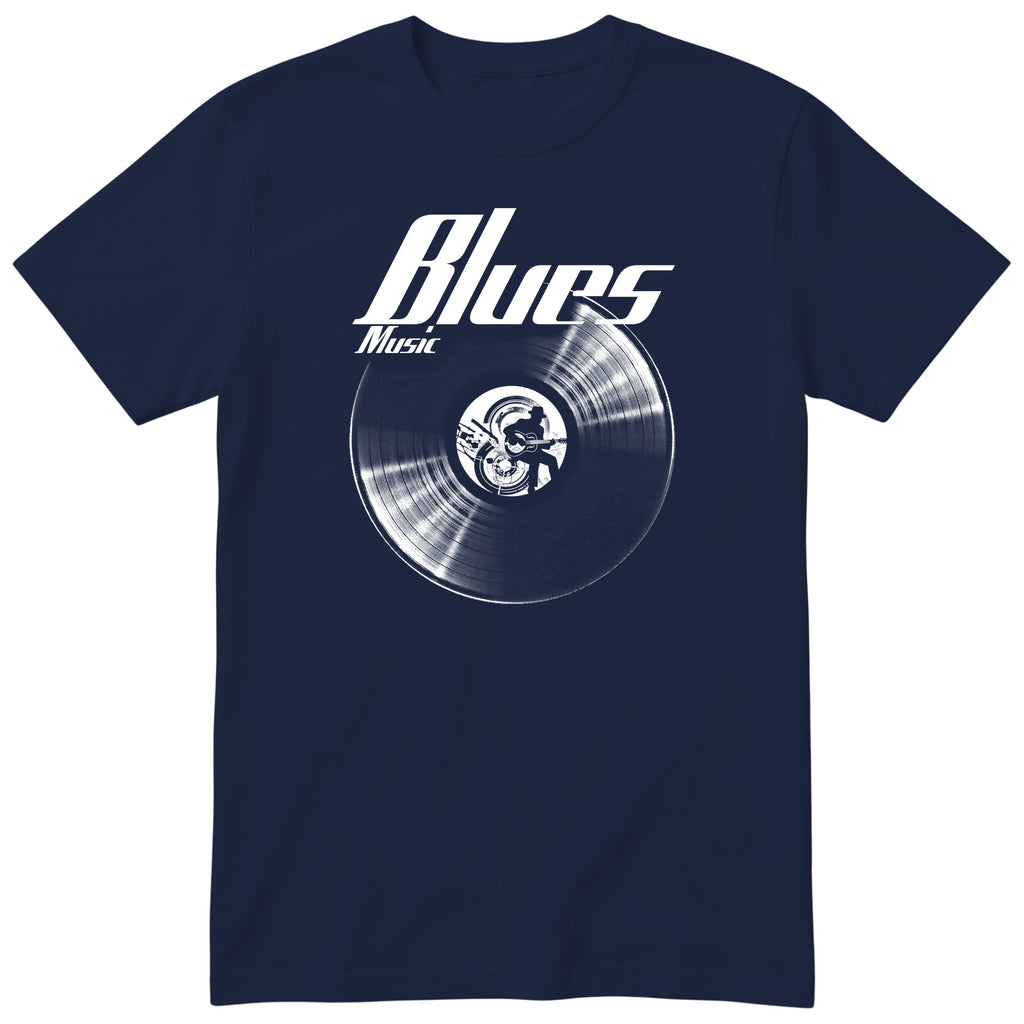 Navy Blues Music Vinyl Records t-shirt - vinyl record print, gift for blues fans, GitGraf