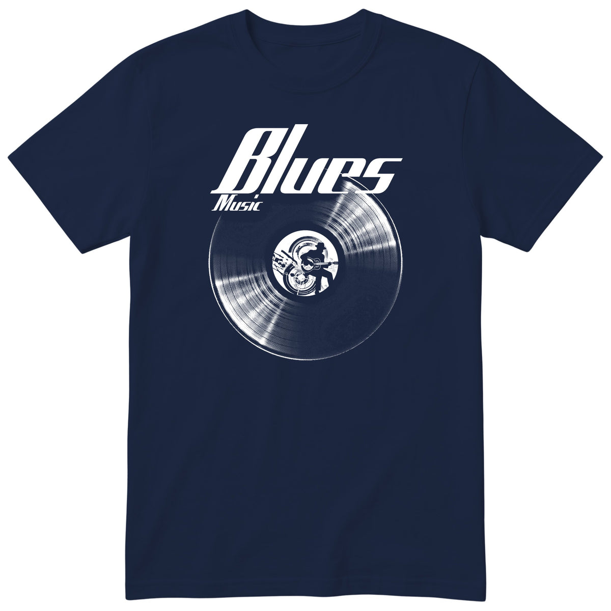 Navy Blues Music Vinyl Records t-shirt - vinyl record print, gift for blues fans, GitGraf