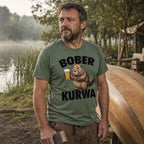 Koszulka Bober Kurwa - Bóbr z Piwem, Śmieszny Mem