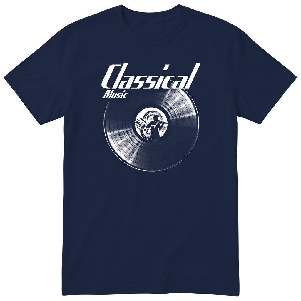 Navy Classical Music Vinyl Records t-shirt - vinyl record print, gift for classical music lovers, GitGraf