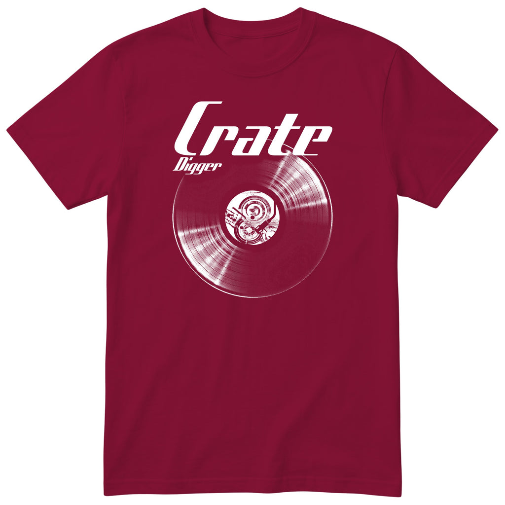 Burgundy Crate Digger Vinyl Records t-shirt - vinyl record print, gift for vinyl collectors, GitGraf