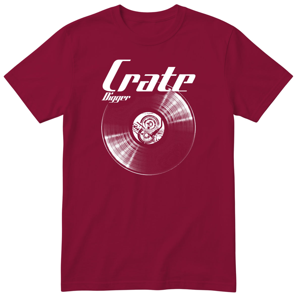 Burgundy Crate Digger Vinyl Records t-shirt - vinyl record print, gift for vinyl collectors, GitGraf
