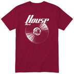 Burgundy House Music Vinyl Records t-shirt - vinyl record print, gift for DJs and house music fans, GitGraf