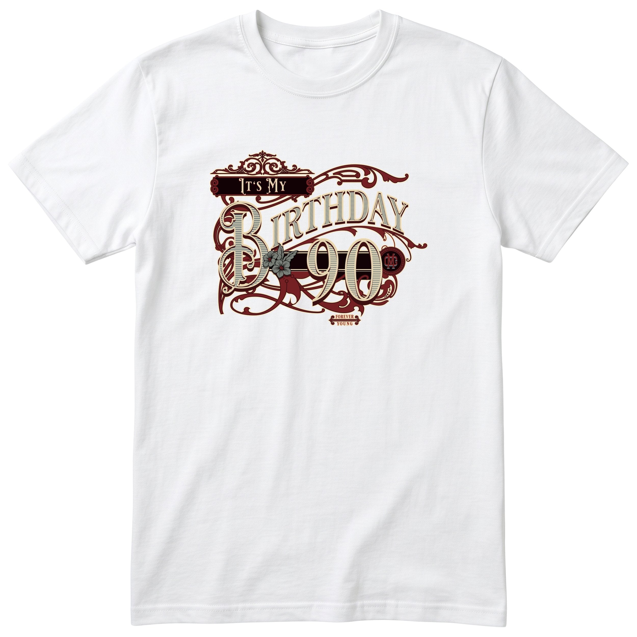 It's My Birthday 90 retro tee in white - Forever Young birthday shirt