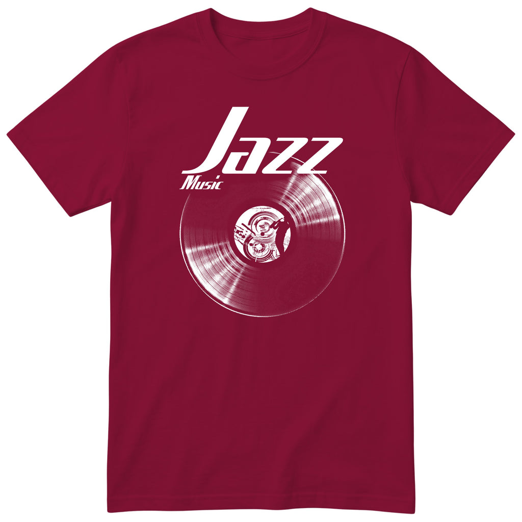 Burgundy Jazz Music Vinyl Records t-shirt - vinyl record print, gift for jazz lovers, GitGraf