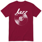 Burgundy Jazz Music Vinyl Records t-shirt - vinyl record print, gift for jazz lovers, GitGraf