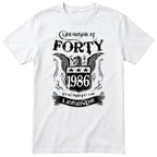 White Life Begins At Forty t-shirt - 40th birthday gift for him with an eagle crest