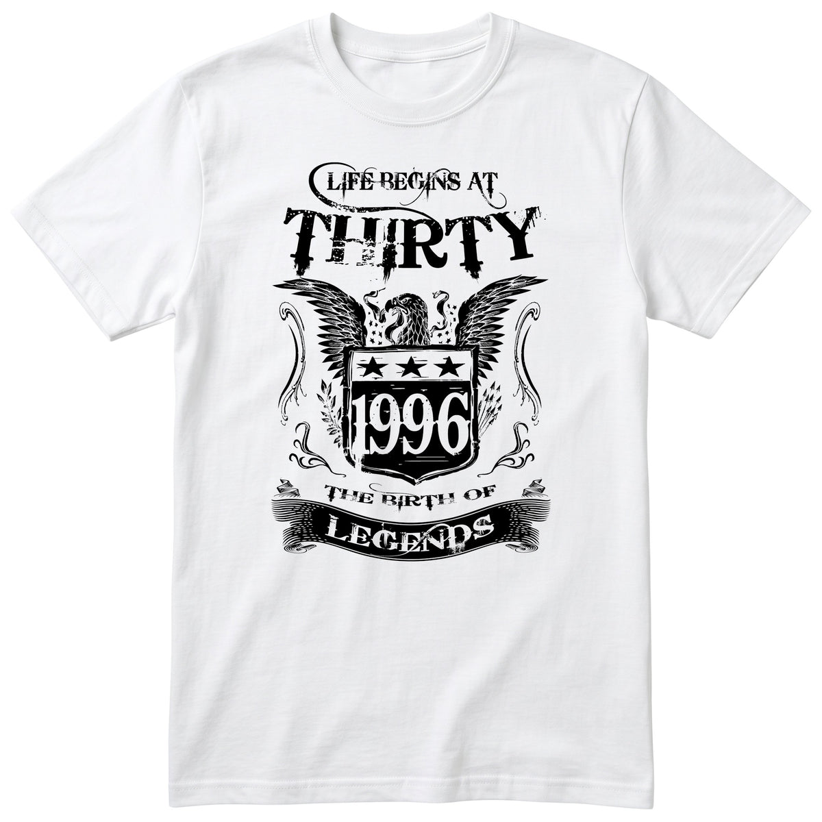White Life Begins At Thirty t-shirt - 30th birthday gift for him with an eagle crest