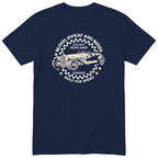 Live Fast Drive Hard garage tee navy front