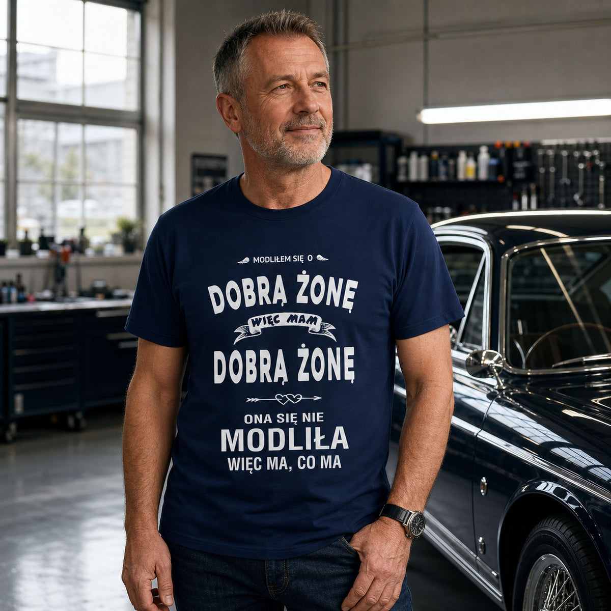 Modliłem Się O Dobrą Żonę - Śmieszna Koszulka Dla Męża