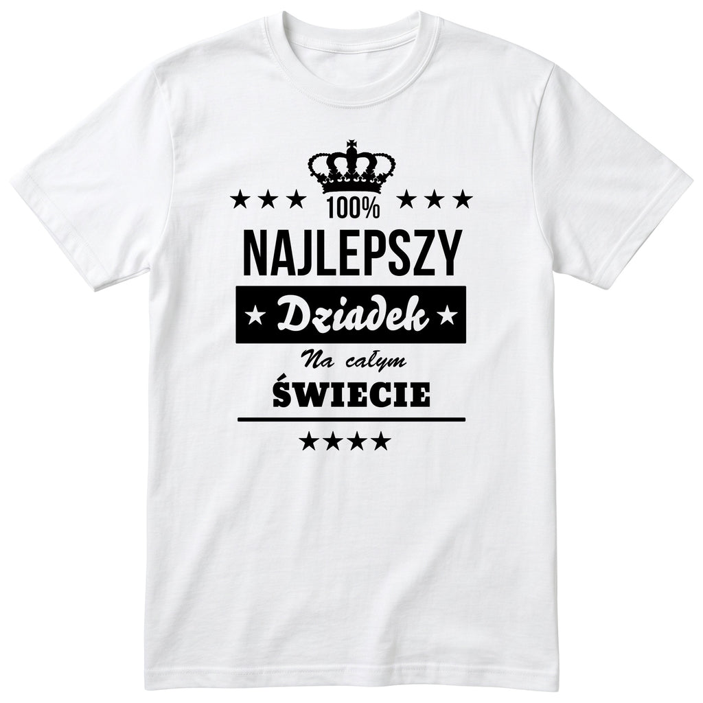 Biała koszulka 100% Najlepszy Dziadek Na Całym Świecie