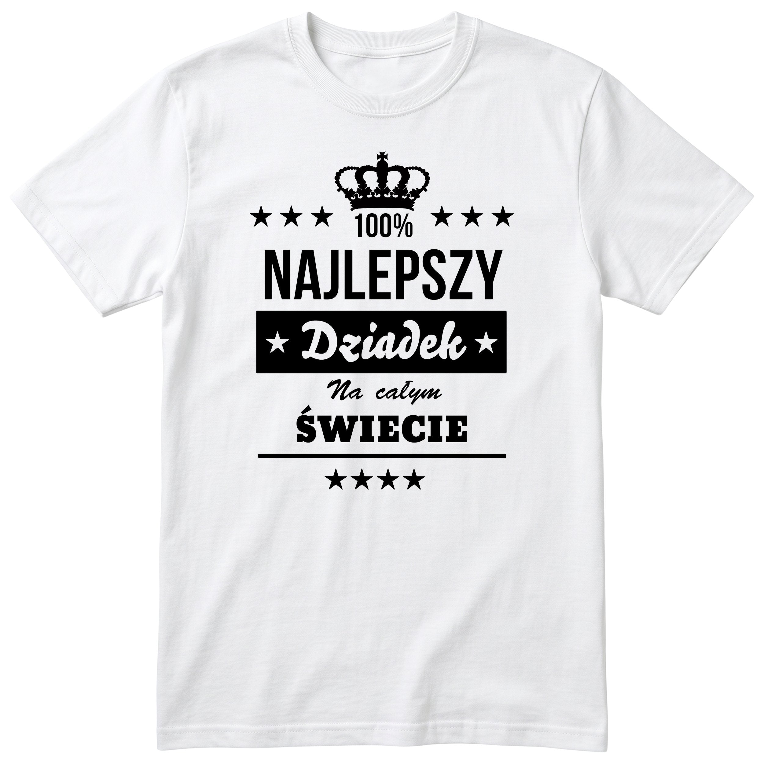 Biała koszulka 100% Najlepszy Dziadek Na Całym Świecie